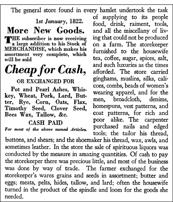 commercial trade in 19th century rural New York